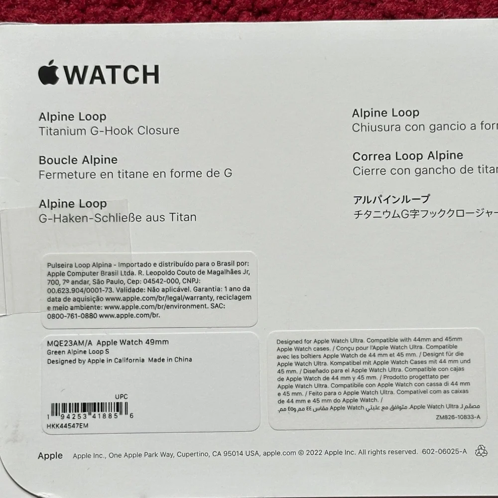 Apple Watch Ultra 49mm Green Alpine Loop S Band - Picture 2 of 2